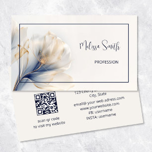 Ethereal Blue Gold  Flowers Business Card