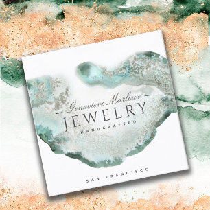 Ethereal Blue Green Agate Jewellery Designer Square Business Card