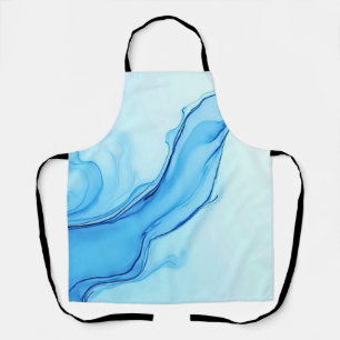Ethereal Blue Liquid Art Swirls Apron