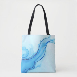 Ethereal Blue Liquid Art Swirls Tote Bag