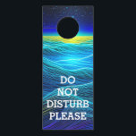 Ethereal Blue Ocean | Do Not Disturb Door Hanger<br><div class="desc">Honeymoon do not disturb sign. Beautiful blue frothy waves with yellow sunset and stars in the night sky.</div>