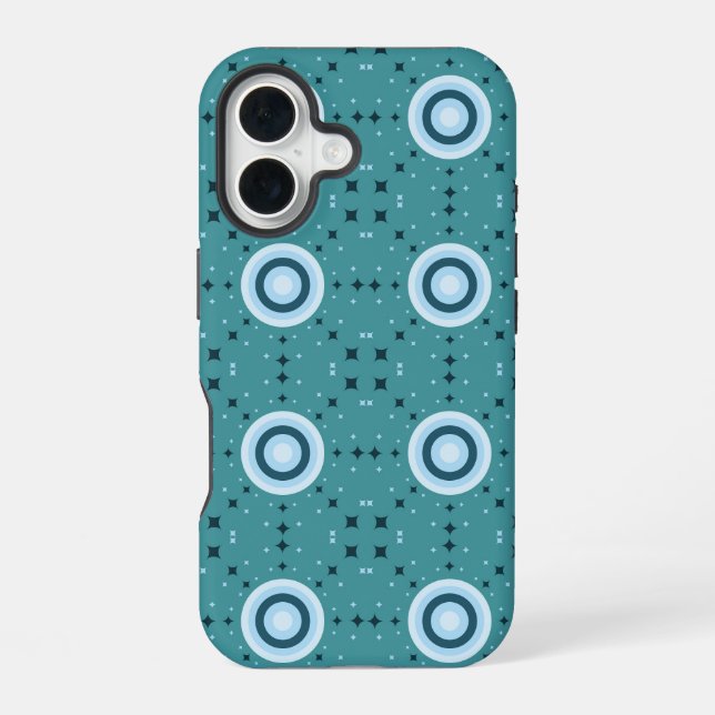Ethereal blue ocean ethnic pattern, celestial  iPhone 16 case (Back)