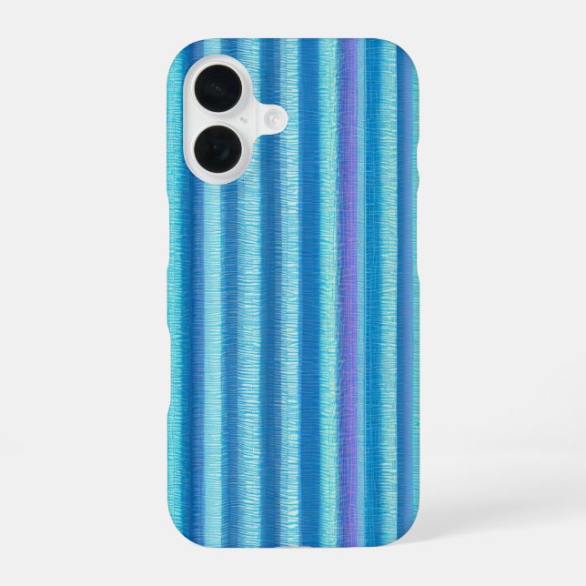 Ethereal Blue & Purple Vertical Texture Pattern iPhone 16 Case (Back)