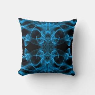 Ethereal Blue Smoke Abstract Art Cushion