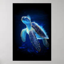 Ethereal Blue Turtle Underwater