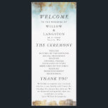 Ethereal Blue Watercolor and Gold Wedding Ceremony Program<br><div class="desc">Elegant and ethereal wedding program featuring blue watercolor painting with faux gold glitter. The program lists the ceremony program,  thank you message,  and the wedding party members.</div>