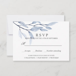 Ethereal Blue WEDDING RSVP MEAL CHOICE Card