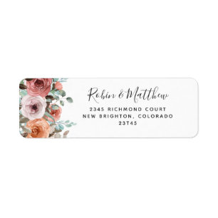 Ethereal Blush, Peach  Floral Return Address Label