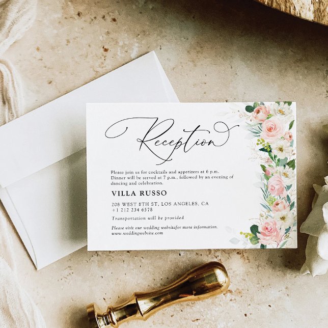 Ethereal Blush Pink Roes Wedding Reception Enclosure Card (Creator Uploaded)