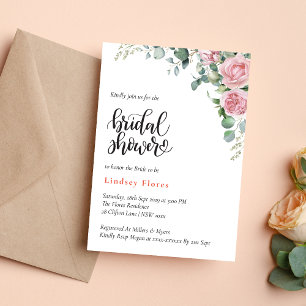Ethereal Blush Pink Rose Floral Bridal Shower Invitation