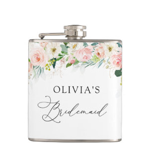 Ethereal Blush Pink Roses Bridal Shower Flask