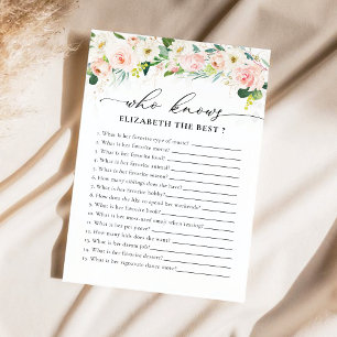 Ethereal Blush Pink Roses Bridal Shower Game