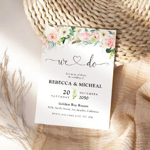 Ethereal Blush Pink Roses Wedding Ceremony Invitation