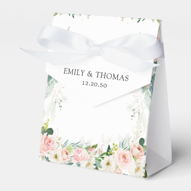 Ethereal Blush Pink Roses Wedding Favour Box (Front Side)