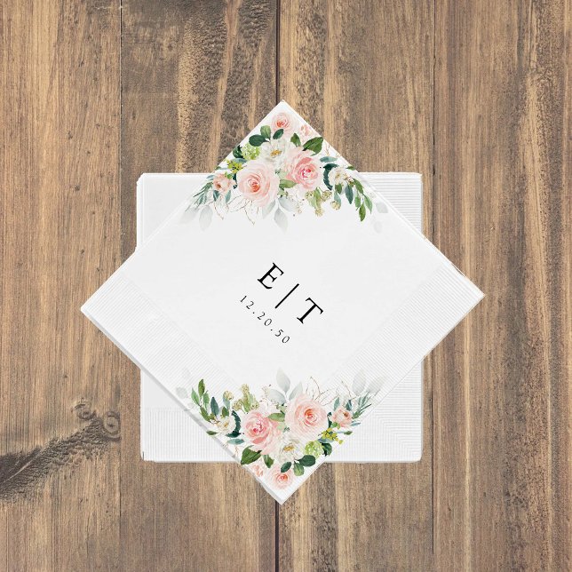 Ethereal Blush Pink Roses Wedding Paper Napkin (Creator Uploaded)