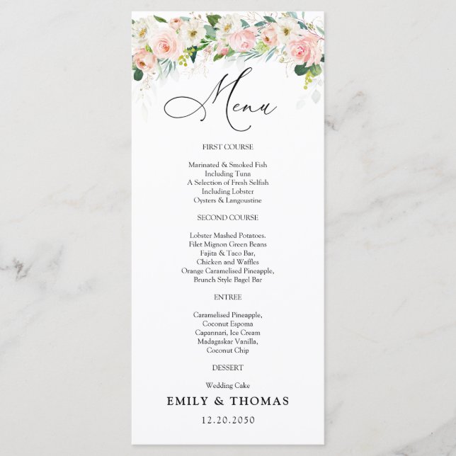 Ethereal Blush Wedding Menu (Front)