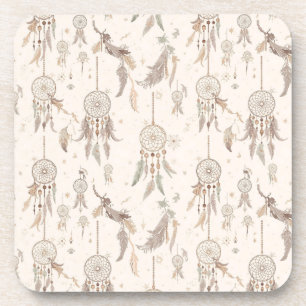 Ethereal Boho Dream Catcher Celestial Ceramic Tile Coaster