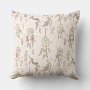 Ethereal Boho Dream Catcher Feathers Moon Stars Cushion