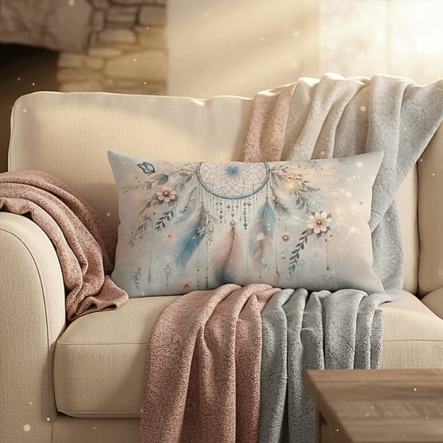 Ethereal Boho Dreamcatcher  Lumbar Cushion (Ethereal Boho Dreamcatcher Lumbar Pillow)