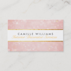 ETHEREAL BOKEH pattern elegant gold strip coral Business Card