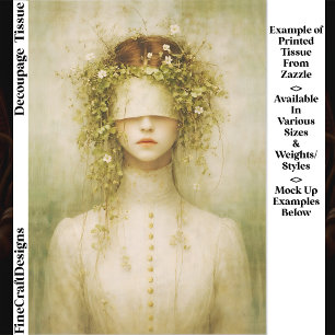Ethereal Botanical Blindfold Woman FH5 Decoupage Tissue Paper