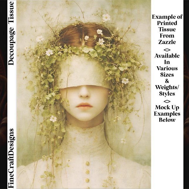 Ethereal Botanical Blindfold Woman FH6 Decoupage Tissue Paper (Creator Uploaded)