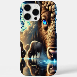 Ethereal Buffaloes Amid Cosmic Reflections Scene iPhone 16 Pro Max Case