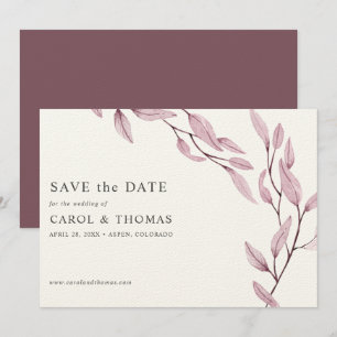 Ethereal Burgundy chic botanical save the date Invitation
