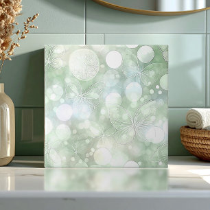 Ethereal Butterfly Glow Green ID1184b Ceramic Tile