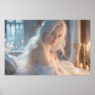 Ethereal Candlelit Reverie Portrait Poster