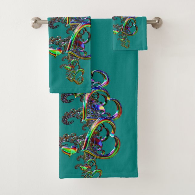 Ethereal Cascade of Hearts  Bath Towel Set (Insitu)