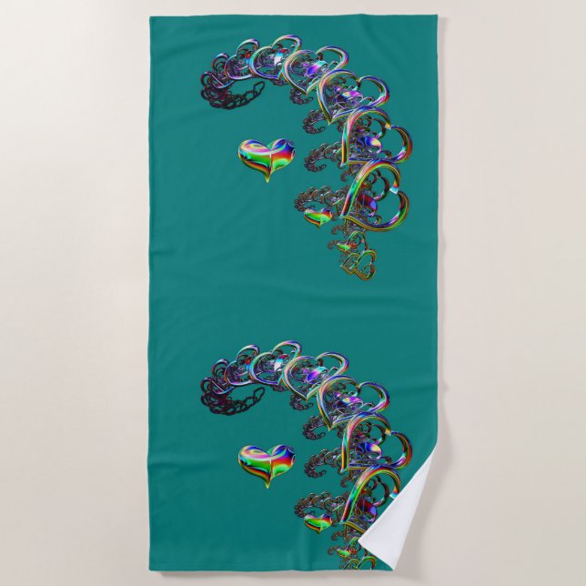 Ethereal Cascade of Hearts  Beach Towel (Front)