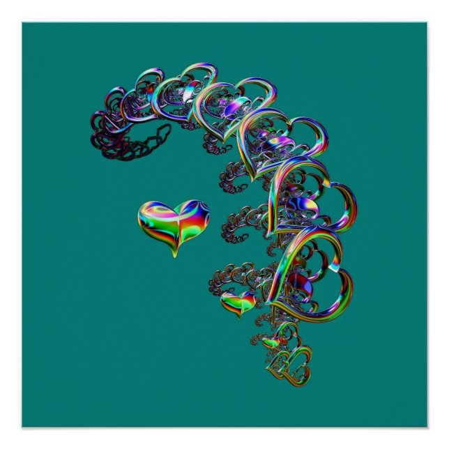 Ethereal Cascade of Hearts Glossy Poster (Front)