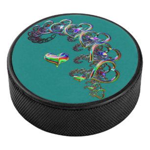 Ethereal Cascade of Hearts Hockey Puck