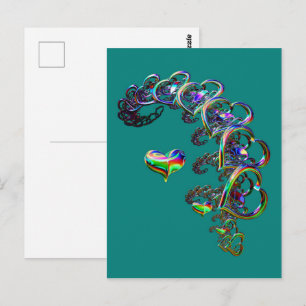 Ethereal Cascade of Hearts Postcard