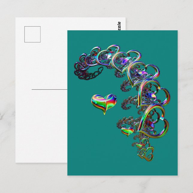 Ethereal Cascade of Hearts  Postcard (Front/Back)
