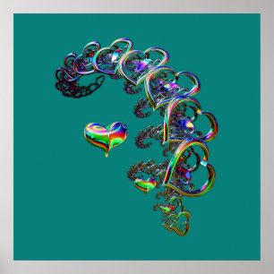 Ethereal Cascade of Hearts Poster