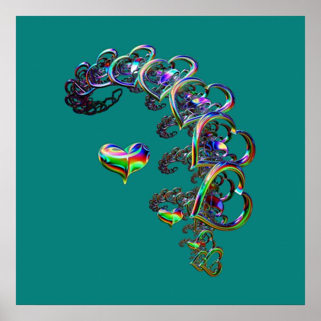 Ethereal Cascade of Hearts  Poster (Front)