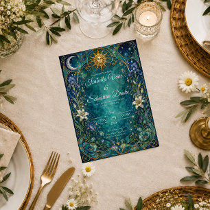 Ethereal Celestial Art Nouveau Wedding Invitation