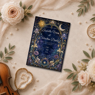 Ethereal Celestial Floral Wedding Invitation