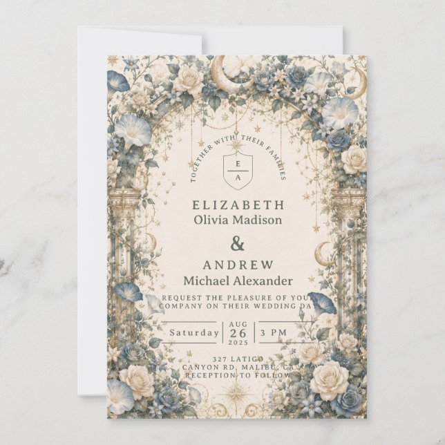 Ethereal Celestial Garden Wedding Invitation (Front)