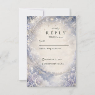 Ethereal Celestial Winter Wedding RSVP Card