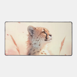 Ethereal Cheetah Sunrise Apricot Rose Safari Desk Mat