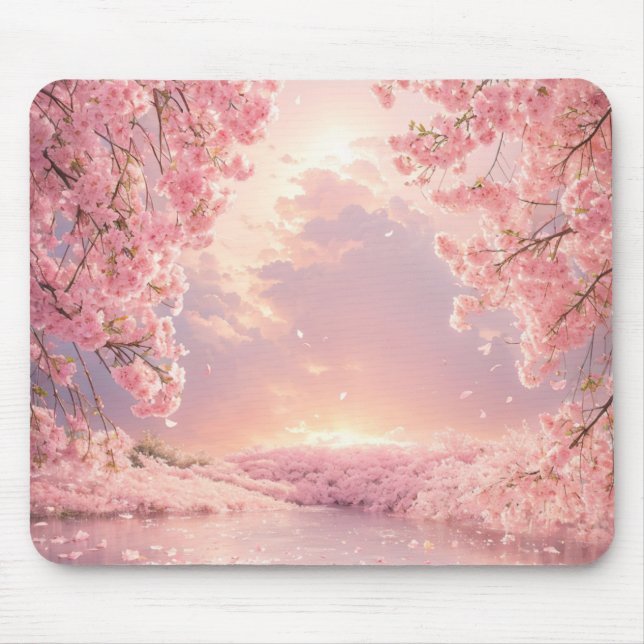 Ethereal Cherry Blossom Water Mouse Pad (Front)