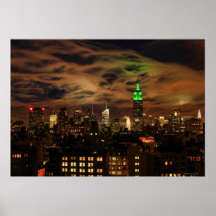 Ethereal Clouds: NYC Skyline, Empire State Bldg Poster