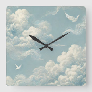 Ethereal Clouds Square Wall Clock