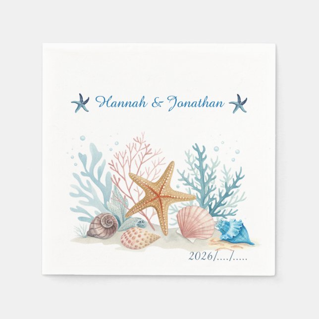 Ethereal Coastal Romance Wedding Napkin (Front)