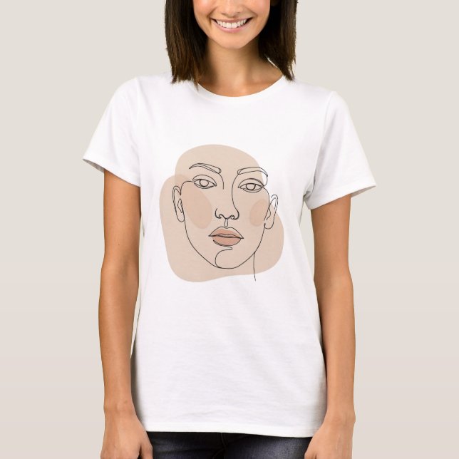 Ethereal Contour: Minimalist One-Line Portrait Art T-Shirt (Front)