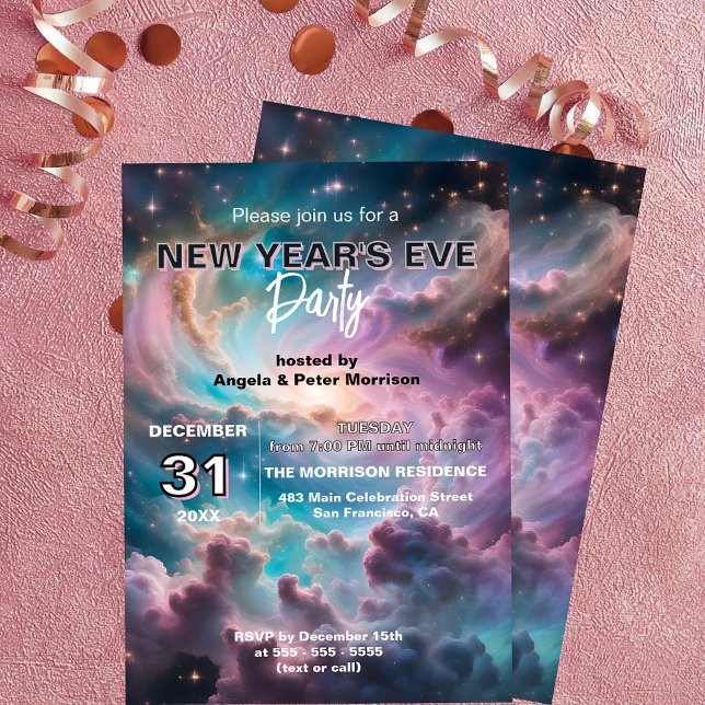 Ethereal Cosmic Celestial New Year's Eve Party Invitation (Creator Uploaded)