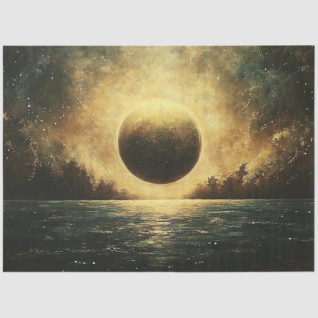 Ethereal Cosmic Eclipse Decoupage Tissue Paper (Front)